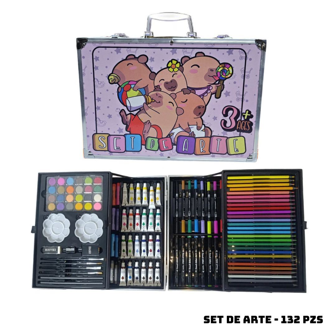 MALETIN MEGA SET DE ARTE 132 PZS CAPIBARAS BEBES